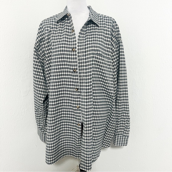 Orvis Vintage Men’s XXL Navy/White Plaid Button Down Shirt 100% Cotton Business - Picture 1 of 7